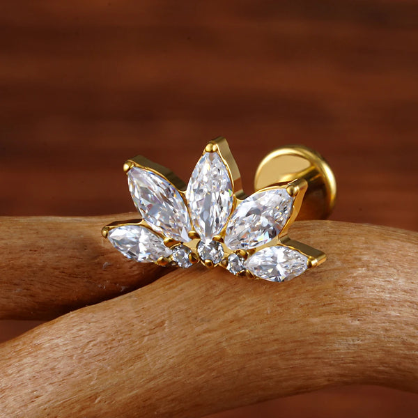 Elegant Lotus CZ Stud Earring